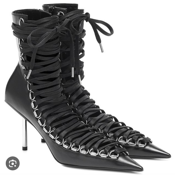 Balenciaga Corset Lace Up Knife Boots in Black - Picture 7 of 15